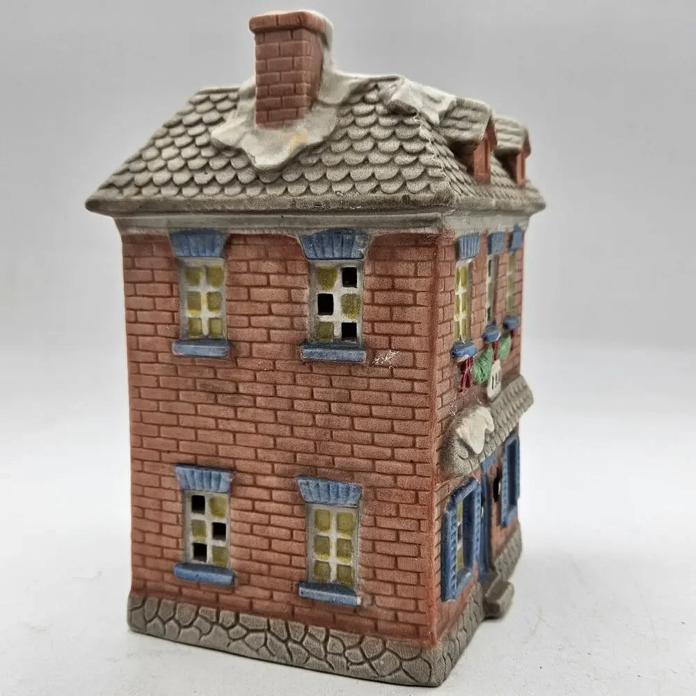 Vintage National Decorations Inn House Small Brown Ceramic Christmas Figurine